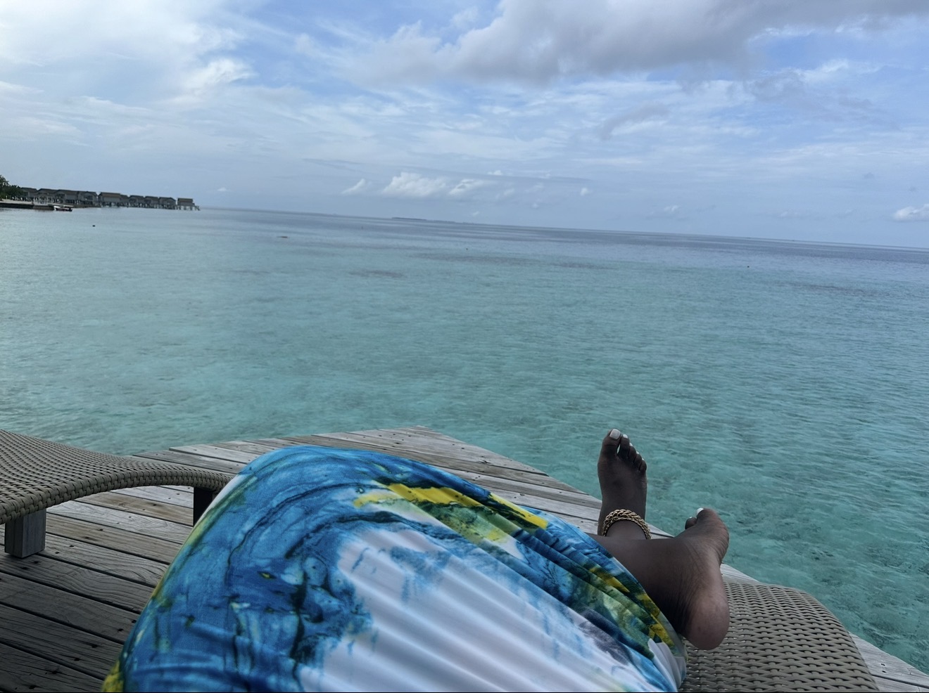 Taking in the ocean view during my Maldives escape.