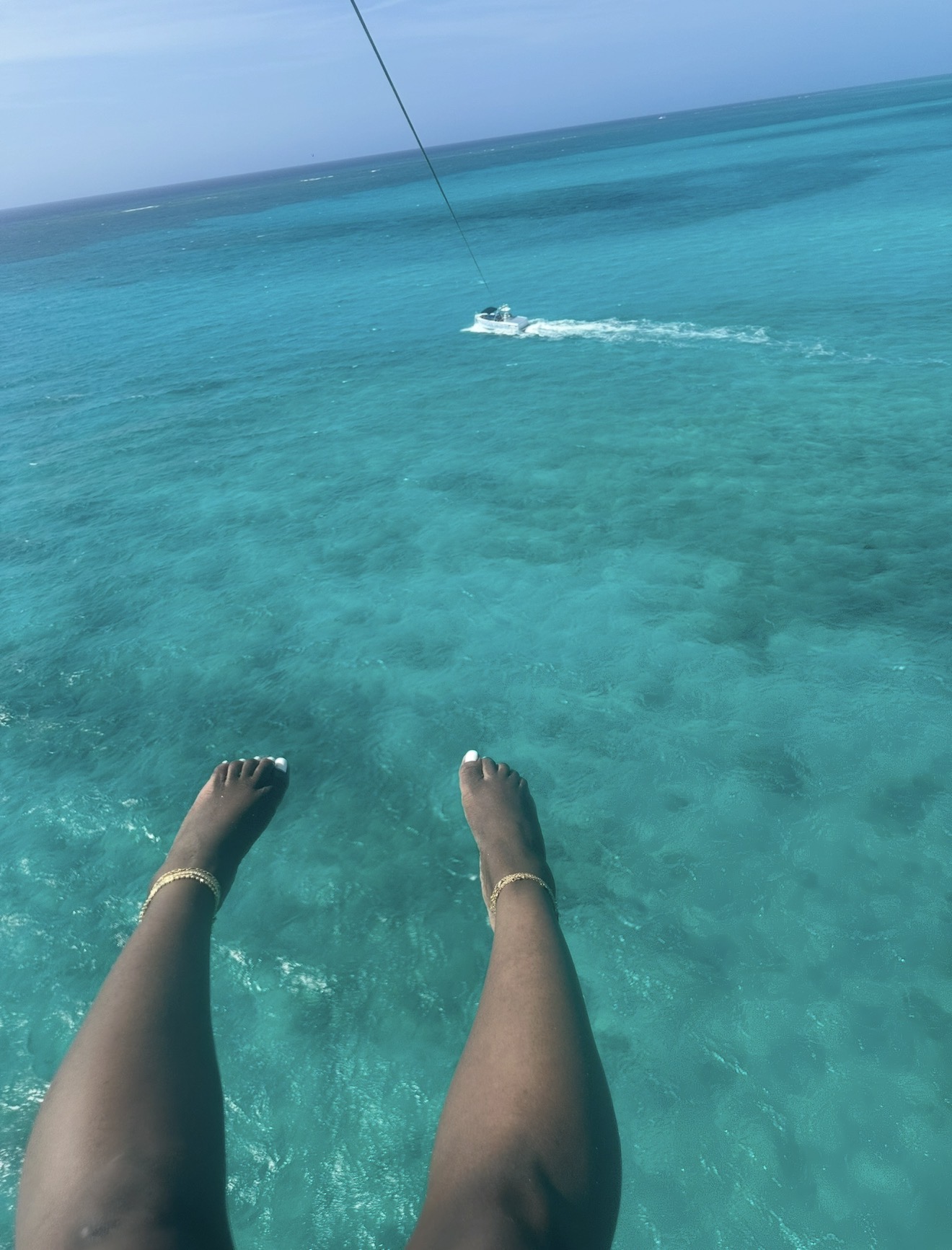 A different view of Turks and Caicos while parasailing.